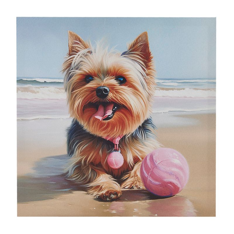 Yorkie/Blue Multi Beach Dogs Yorkie Canvas Wall Art See below