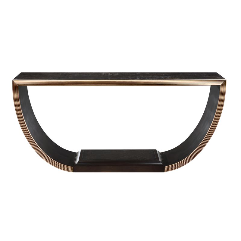 ACME Maceo Console Table, Black & Gold Finish