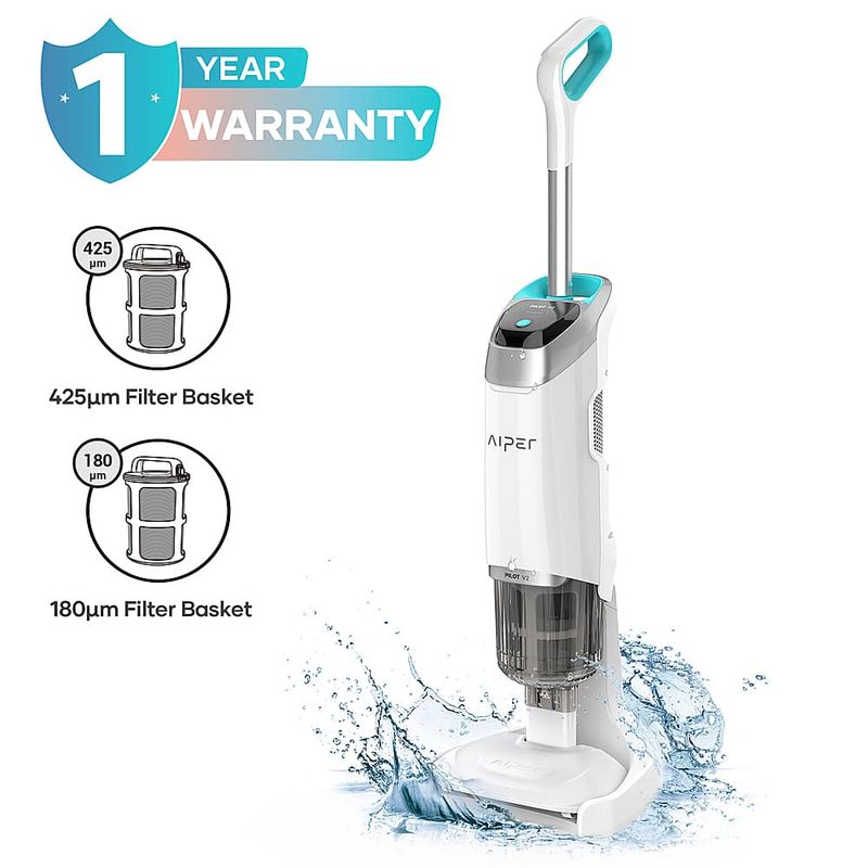Aiper - Pilot V2 Rechargeable Handheld Hot Tub/Pool Vacuum Cleaner, for Above-Ground Inflatable Pools, Works with Pool Poles - White
