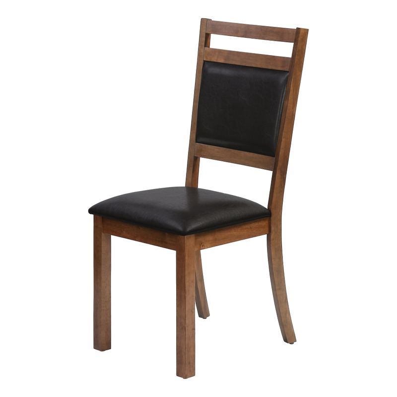 Dining Chair/ Set Of 2/ Side/ Upholstered/ Kitchen/ Dining Room/ Pu Leather Look/ Wood Legs/ Brown/ Transitional