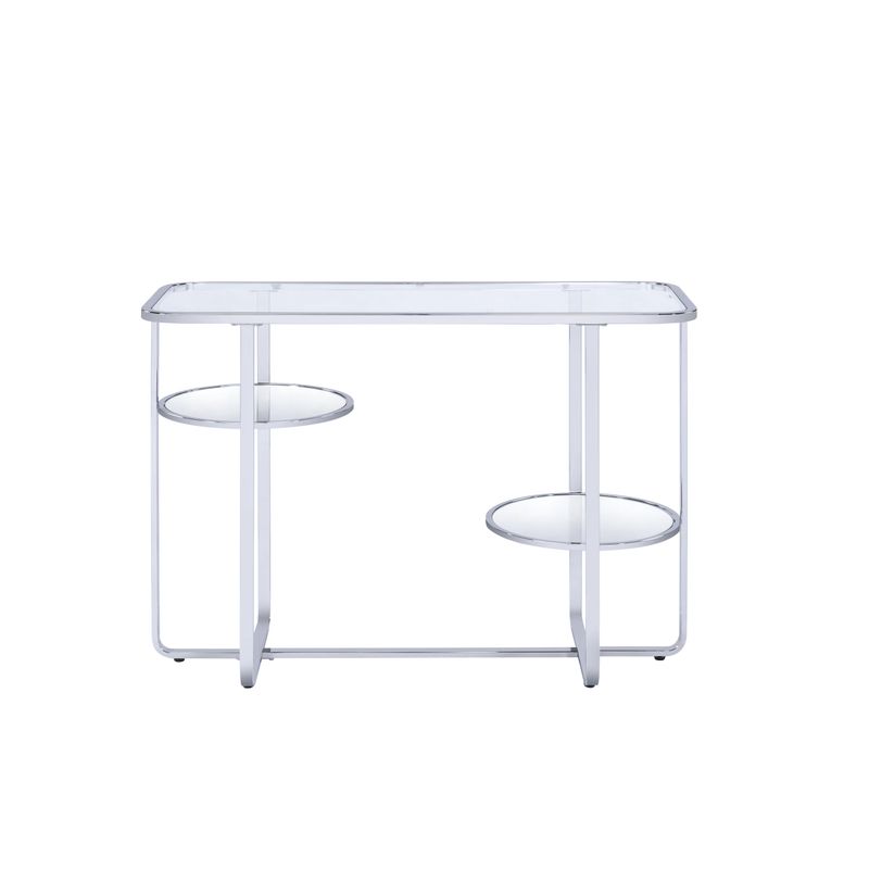 ACME Hollo Sofa Table, Chrome & Glass