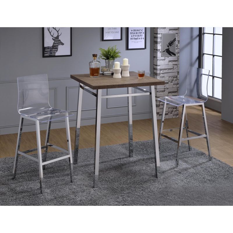 ACME Nadie Bar Table, Oak & Chrome