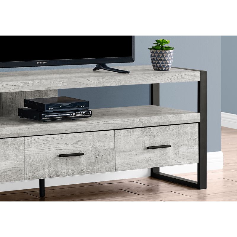 TV Stand/ 60 Inch/ Console/ Media Entertainment Center/ Storage Drawers/ Living Room/ Bedroom/ Metal/ Laminate/ Grey/ Black/ Contemporary/ M