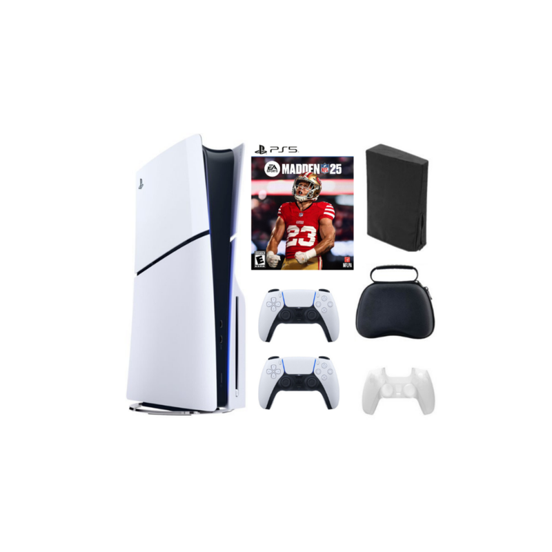 Playstation 5 Slim + Madden NFL 25 Bundle with Extra Controller, Accessories