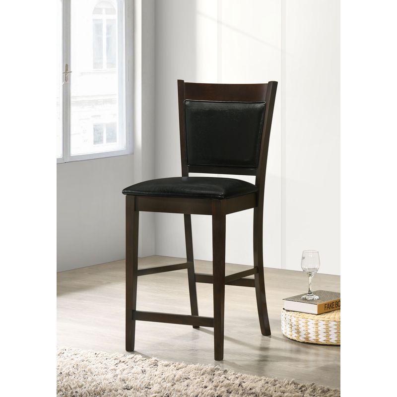 Jaden Upholstered Counter Height Stools Black and Espresso (Set of 2)