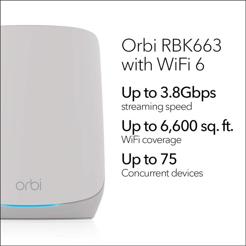 NETGEAR - Orbi 660 Series AX3800 Tri-Band Mesh Wi-Fi 6 System (3-pack) - White - White