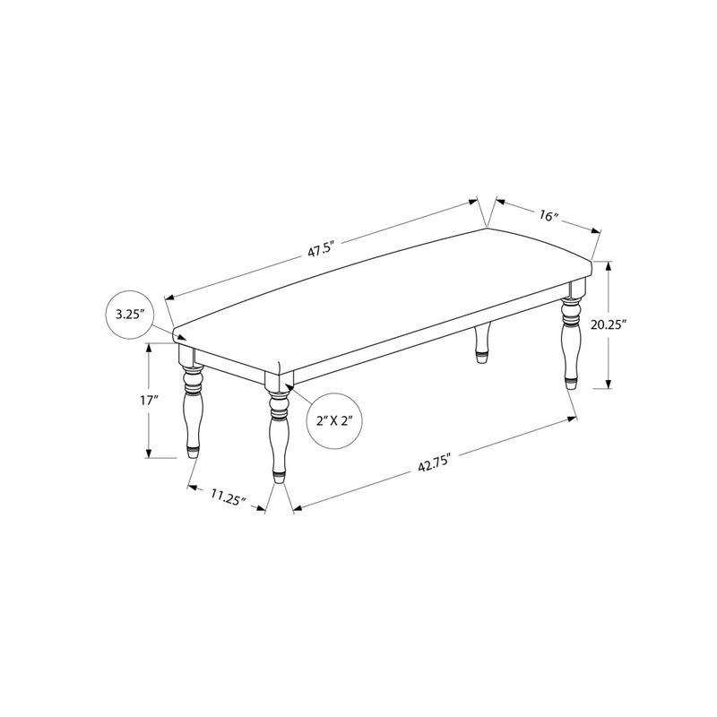 Bench - 48"L / Antique Grey / Grey Fabric