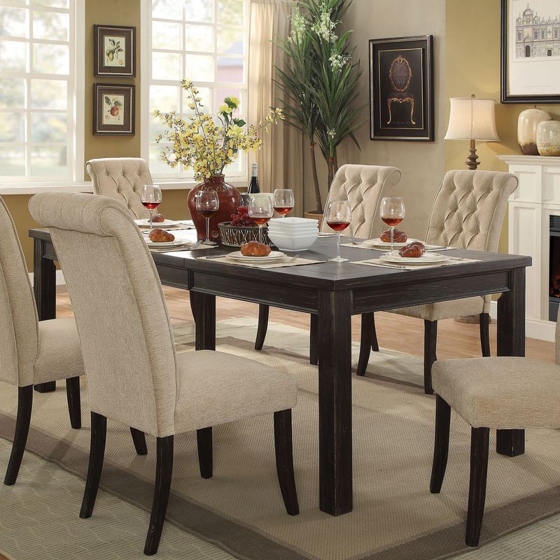 Rustic Wood Extendable Dining Table in Antique Black