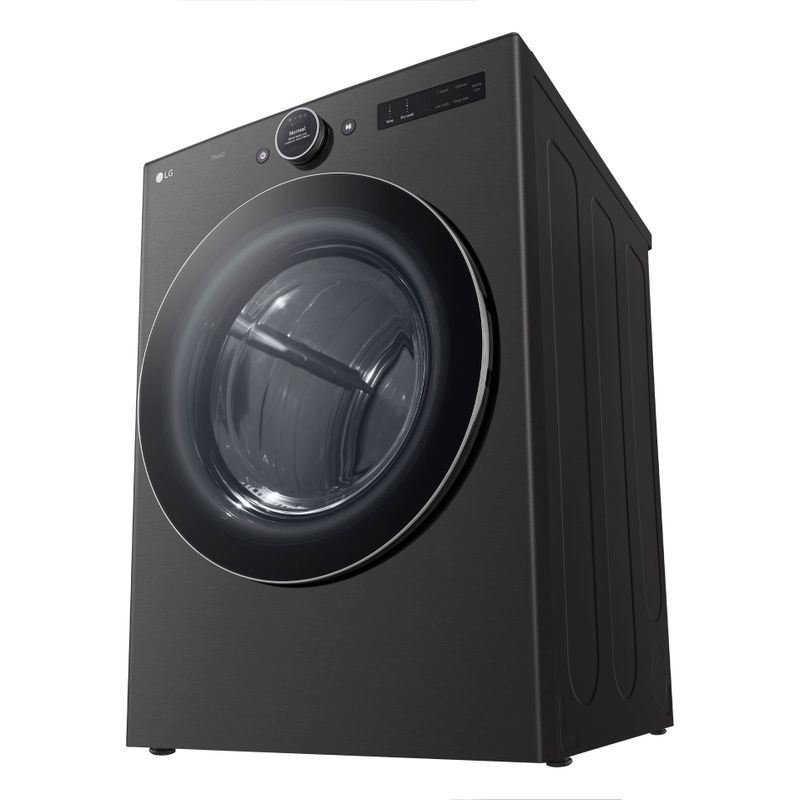 LG - 7.4 Cu. Ft. Stackable Smart Electric Dryer with TurboSteam - Black Steel