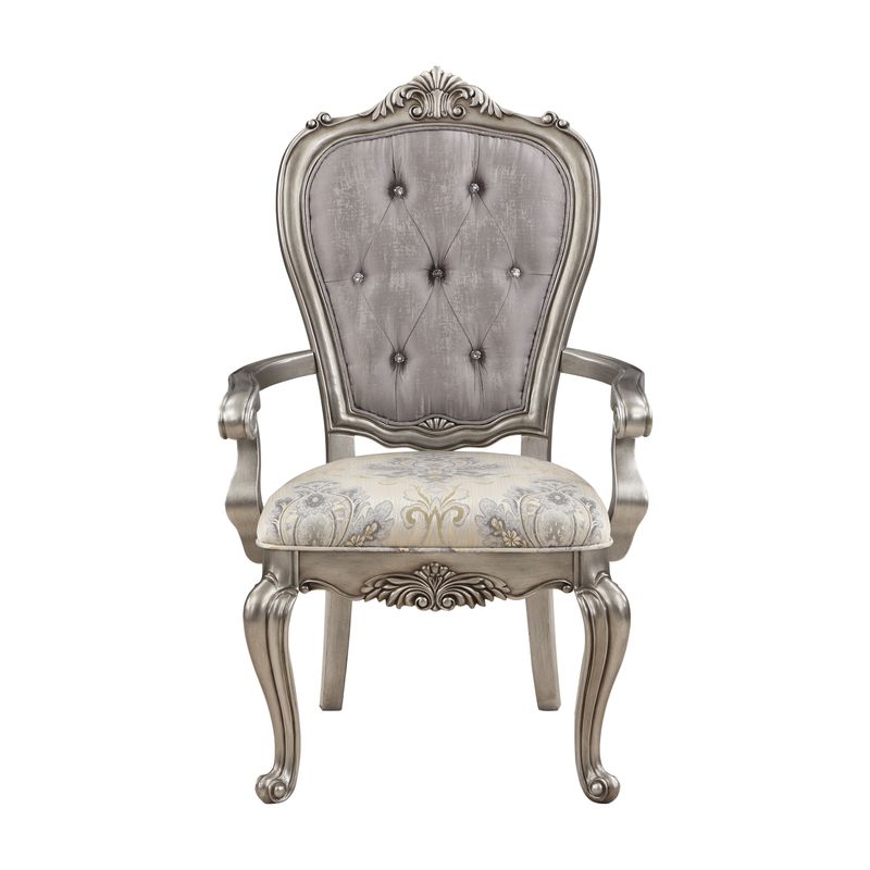 ACME Ariadne Side Chair (Set-2), Velvet & Antique Platinum Finish