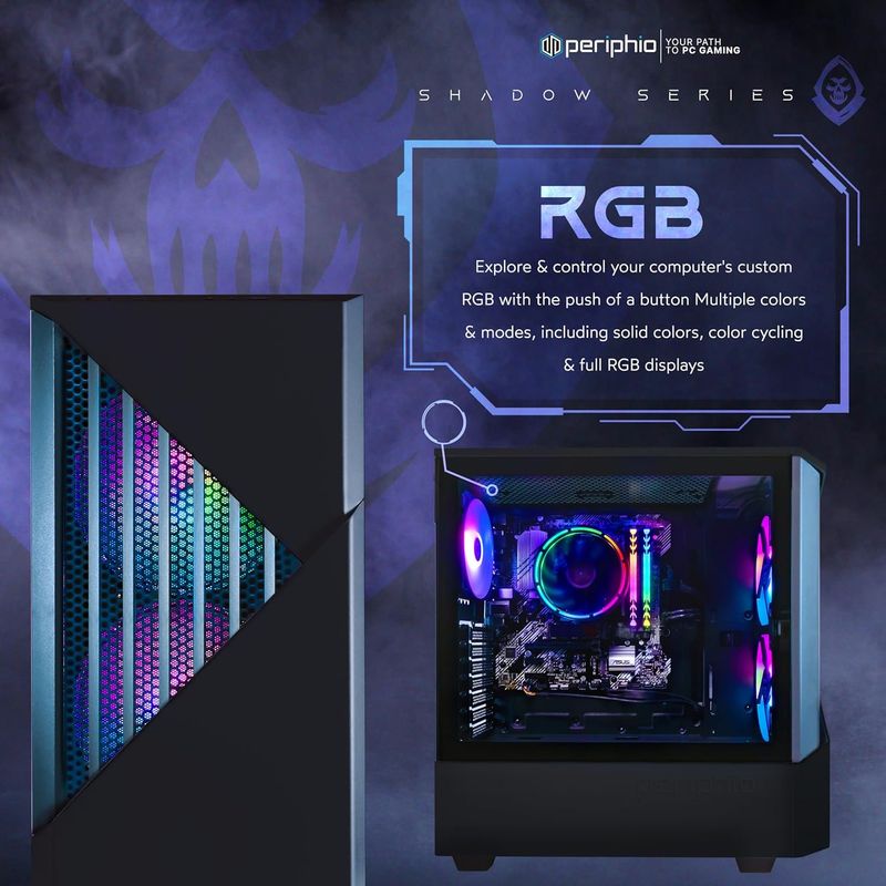 Periphio Reaper Gaming PC Computer | AMD Ryzen 5 5600G | Radeon Vega 7 Graphics | 1TB Solid State (SSD) | 16GB DDR4 RAM | Windows 11 | RGB E