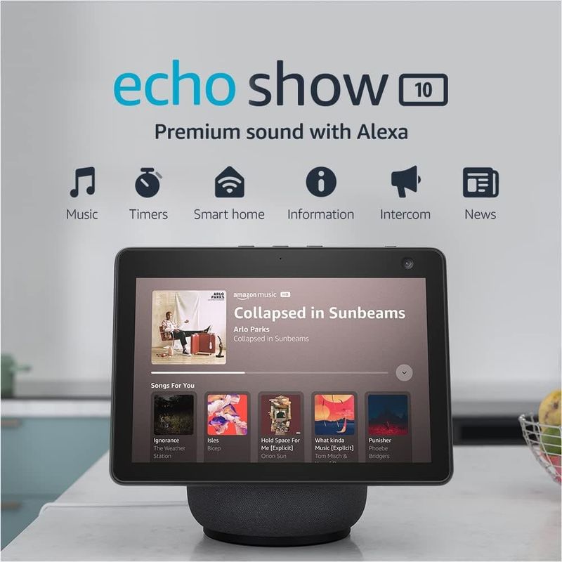 Amazon - Echo Show 10 (3rd Generation) 10-inch Smart Display with Alexa - Charcoal