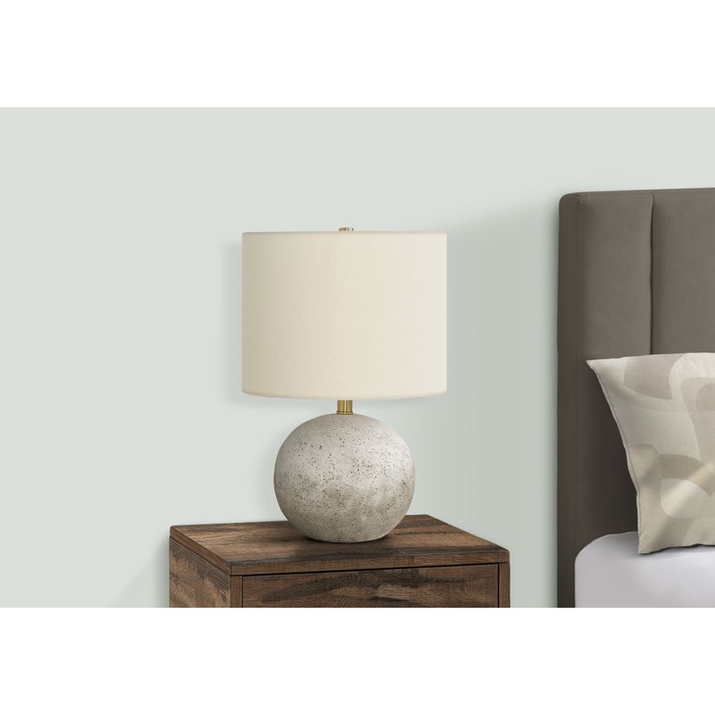 Lighting - 20"H Table Lamp Grey Concrete / Ivory Shade