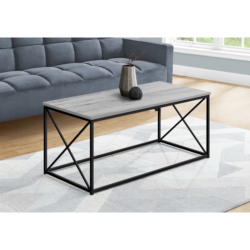 Coffee Table/ Accent/ Cocktail/ Rectangular/ Living Room/ 40"L/ Metal/ Laminate/ Grey/ Black/ Contemporary/ Modern