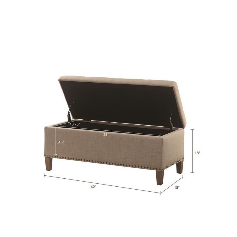Mae II Light Taupe Tufted Top Storage Bench