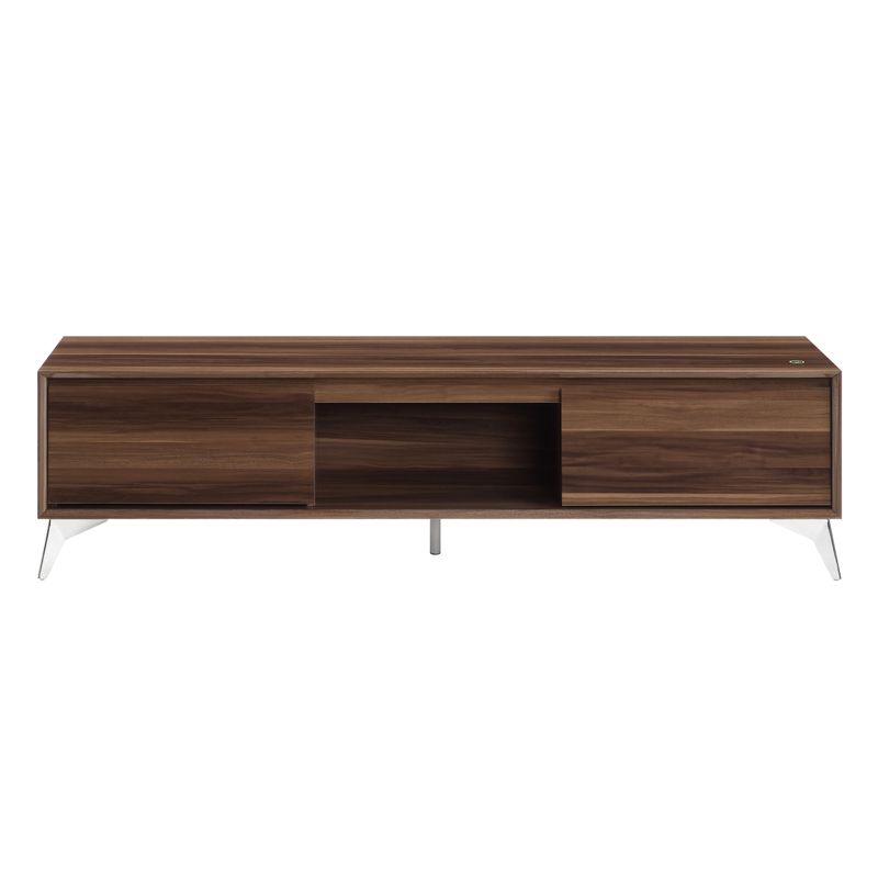 ACME Raceloma TV Stand, LED, Walnut & Chrome Finish