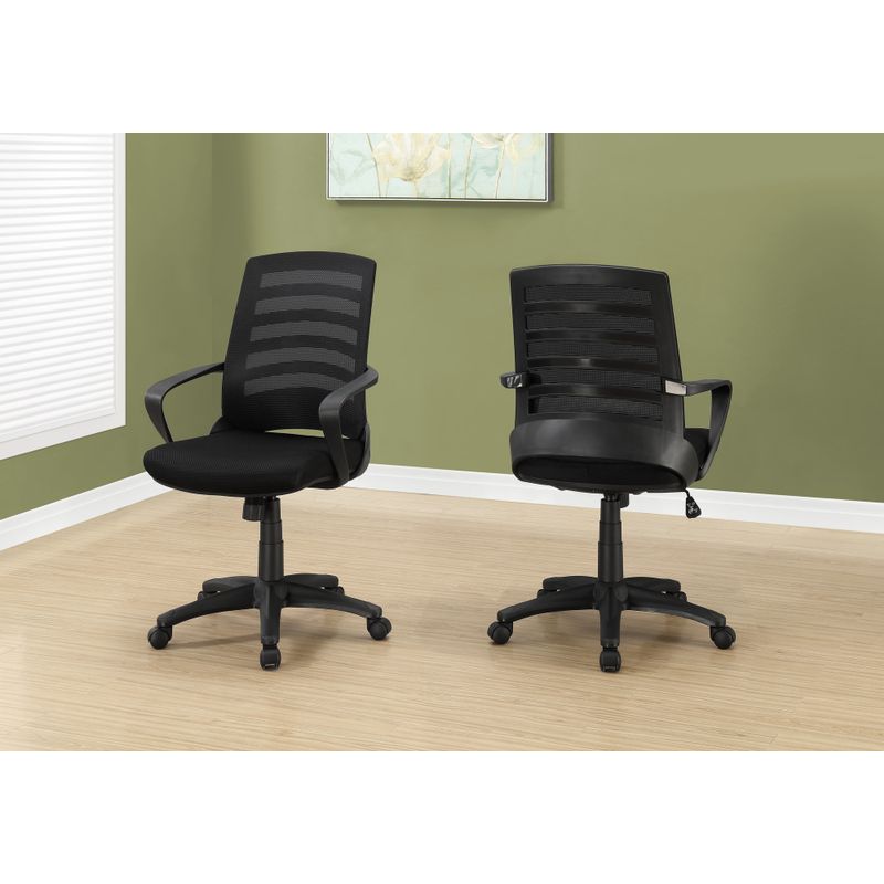 Office Chair/ Adjustable Height/ Swivel/ Ergonomic/ Armrests/ Computer Desk/ Work/ Metal/ Mesh/ Black/ Contemporary/ Modern