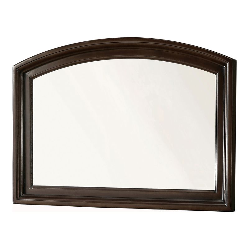 Transitional Solid Wood Curved Top Mirror in Brown Cherry