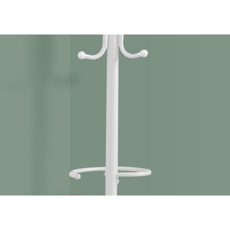 Coat Rack/ Hall Tree/ Free Standing/ Hanging Bar/ 6 Hooks/ Entryway/ 68"H/ Bedroom/ Metal/ White/ Contemporary/ Modern