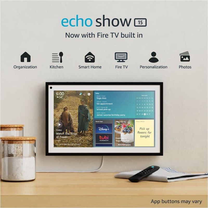 Amazon - Echo Show 15 15.6 inch Smart Display with Alexa and Fire TV - Black