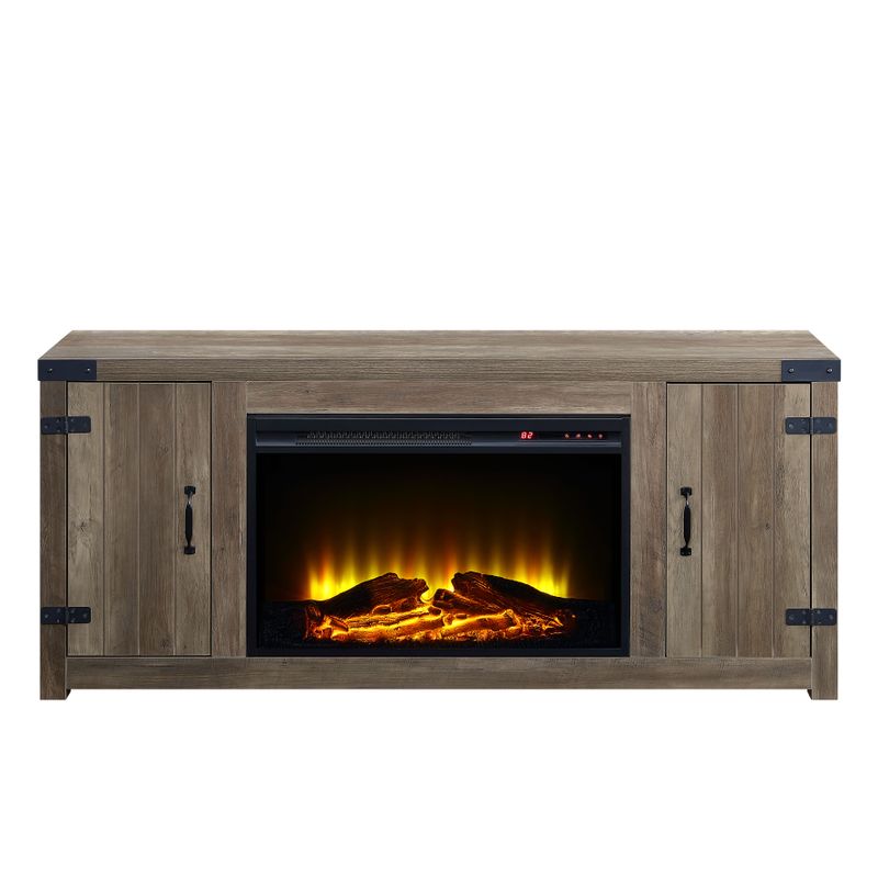 ACME Tobias Fireplace, Rustic Oak Finish