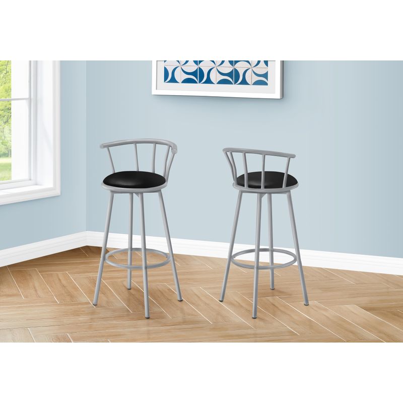 Barstool - 2Pcs / 36"H / Swivel / Silver Metal