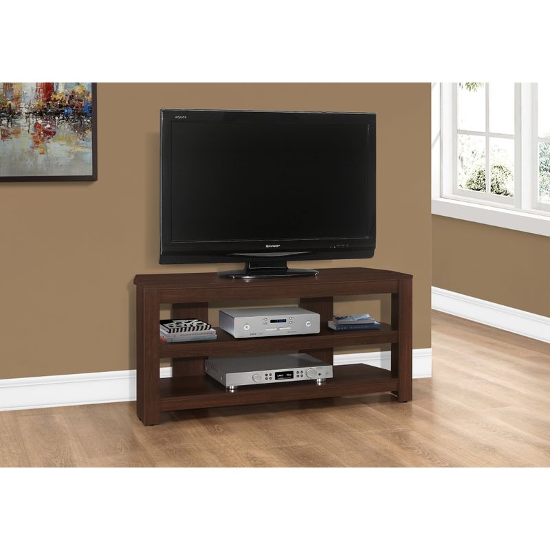 TV Stand/ 42 Inch/ Console/ Media Entertainment Center/ Storage Shelves/ Living Room/ Bedroom/ Laminate/ Brown/ Contemporary/ Modern