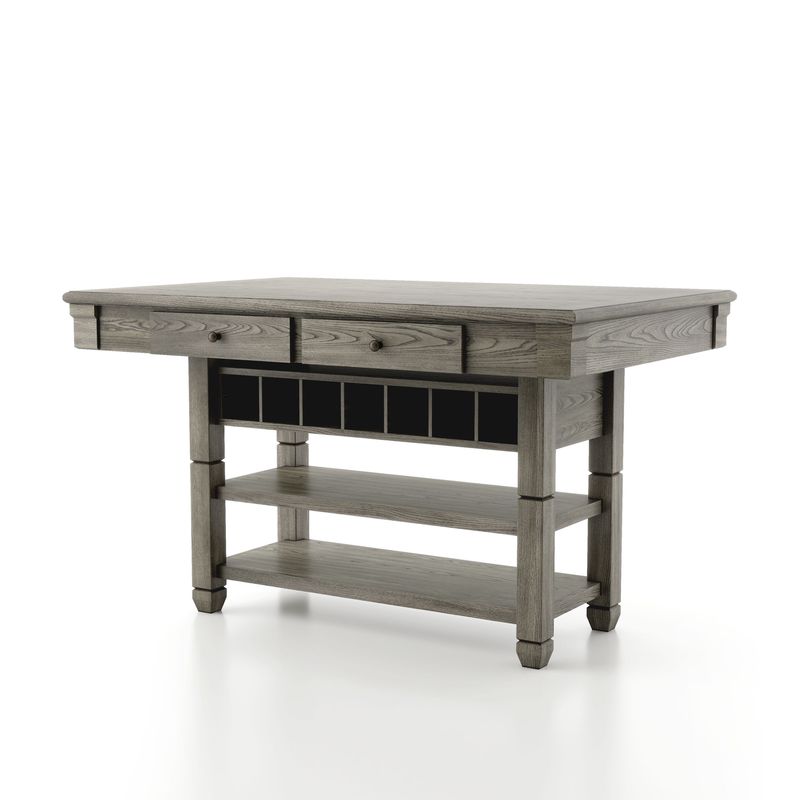 Transitional Gray Wood Top Counter Height Dining Table