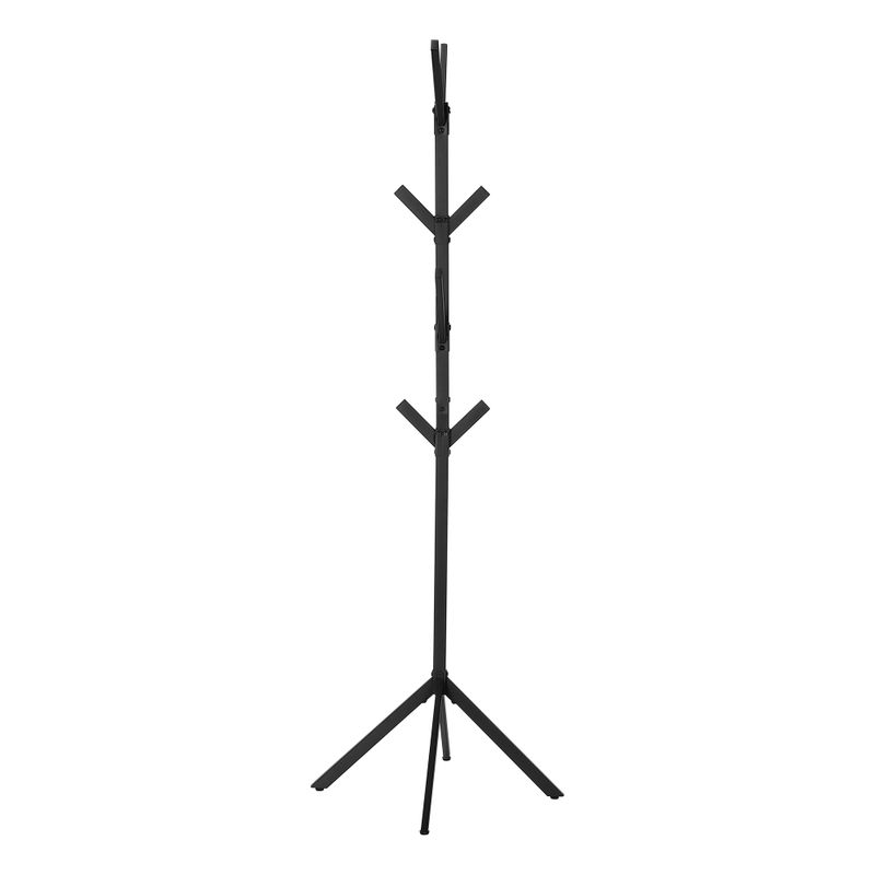 Coat Rack/ Hall Tree/ Free Standing/ 8 Hooks/ Entryway/ 70"H/ Bedroom/ Metal/ Black/ Contemporary/ Modern