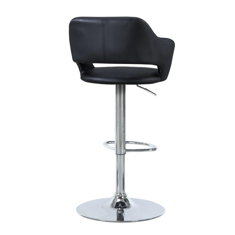 Bar Stool/ Swivel/ Bar Height/ Adjustable/ Metal/ Pu Leather Look/ Black/ Chrome/ Contemporary/ Modern