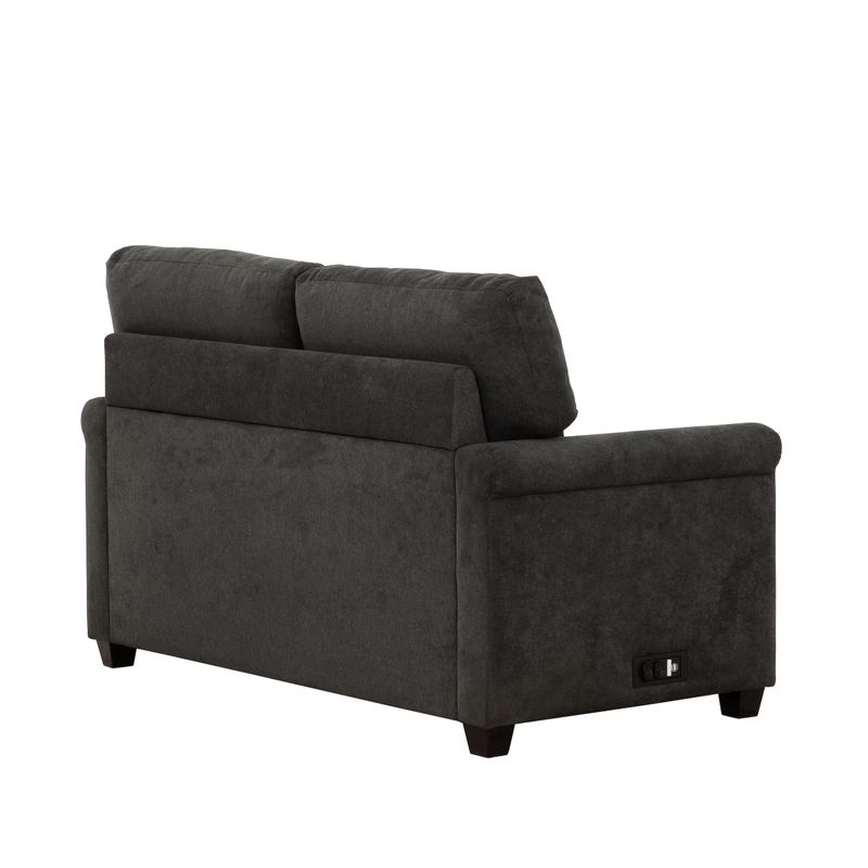 Kensington Charcoal 54 in. Convertible Twin Sleeper Sofa with USB Ports