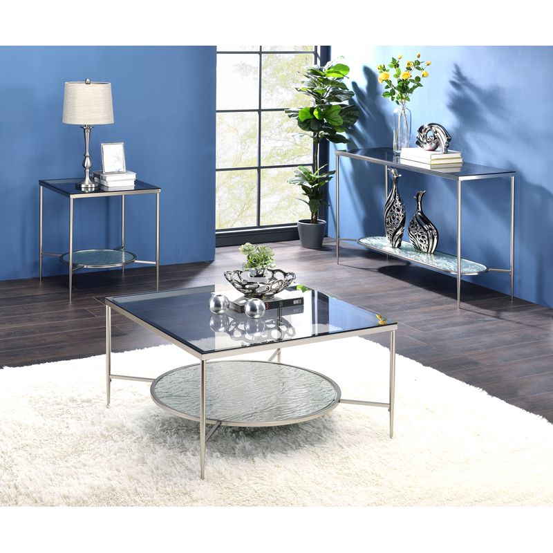 ACME Adelrik Sofa Table, Glass & Chrome Finish