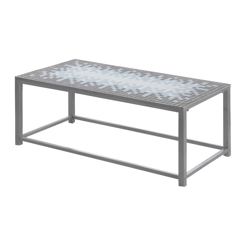 Coffee Table/ Accent/ Cocktail/ Rectangular/ Living Room/ 42" L/ Metal/ Tile/ Blue/ Grey/ Transitional