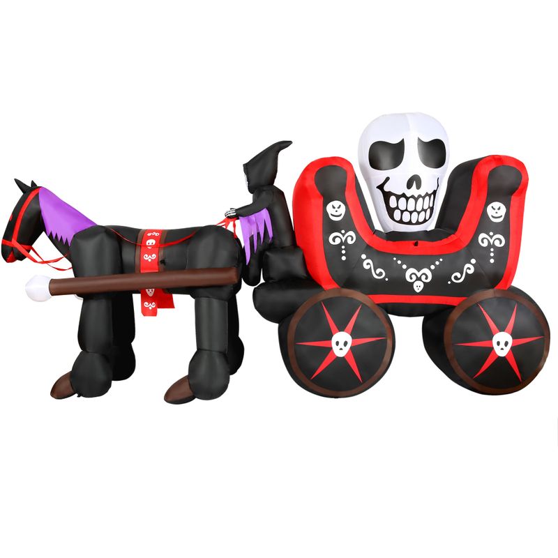 6-Ft.Tall Pre-Lit Inflatable Skull Carriage