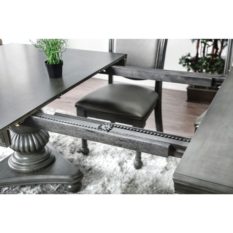 Transitional Wood Extendable Dining Table in Gray