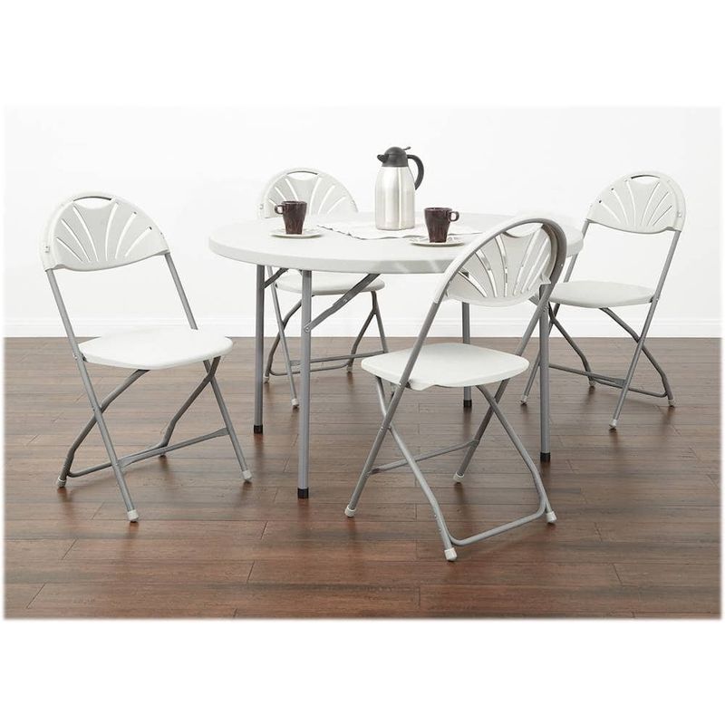 OSP Home Furnishings - Resin Plastic Folding Chair (Set of 4) - Light Gray