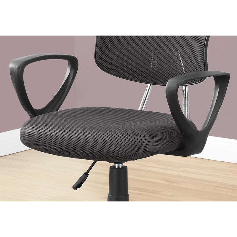 Office Chair/ Adjustable Height/ Swivel/ Ergonomic/ Armrests/ Computer Desk/ Work/ Juvenile/ Metal/ Mesh/ Grey/ Black/ Contemporary/ Modern