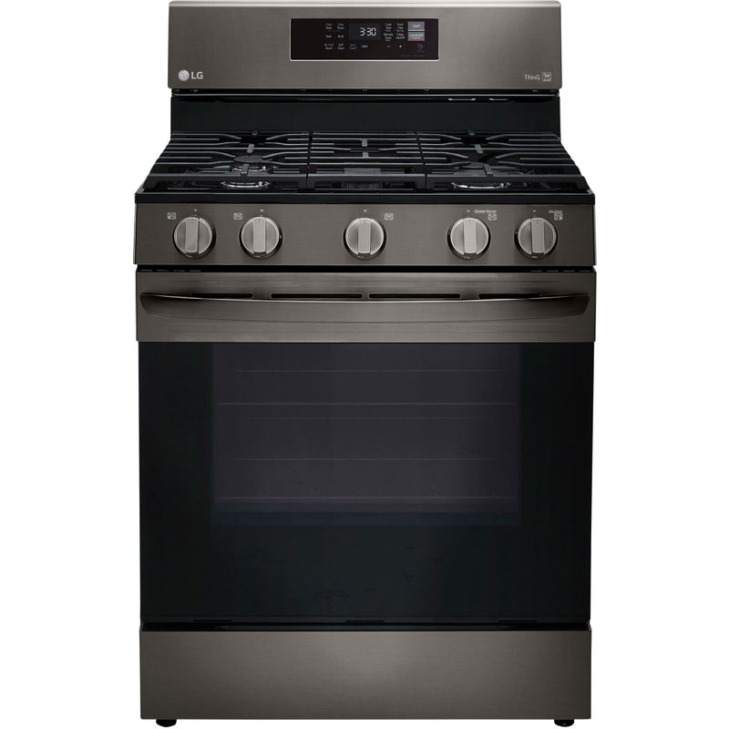 LG 5.8-Cu. Ft. Gas Convection Smart Range with AirFry, Black Stainless Steel