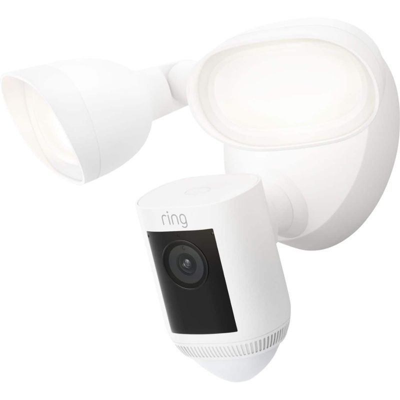 Ring Floodlight Cam Pro with 2K Video and Ring Vision, 2 LED Lights, Dual Band Wi-Fi, and 3D Motion Detection - White