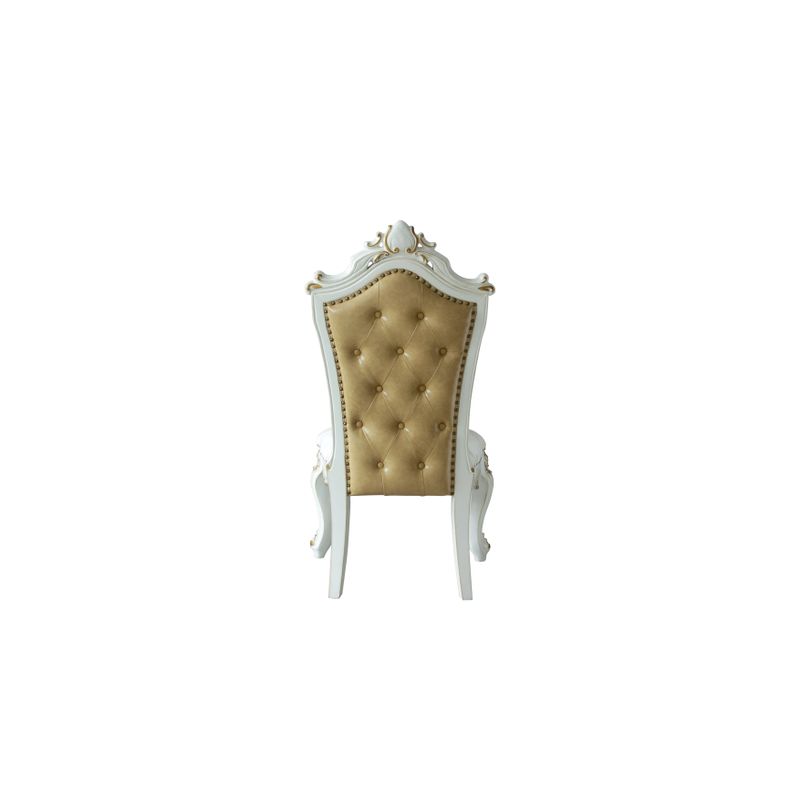 ACME Picardy Side Chair (Set-2), Fabric/Butterscotch Synthetic Leather & Antique Pearl