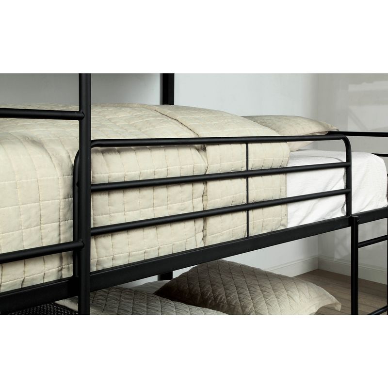 Contemporary Metal Full Triple Bunk Bed in Sand Black