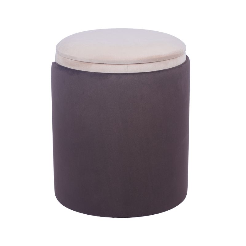 Techni Home Two-Toned Vanity Stool Ottoman with Storage