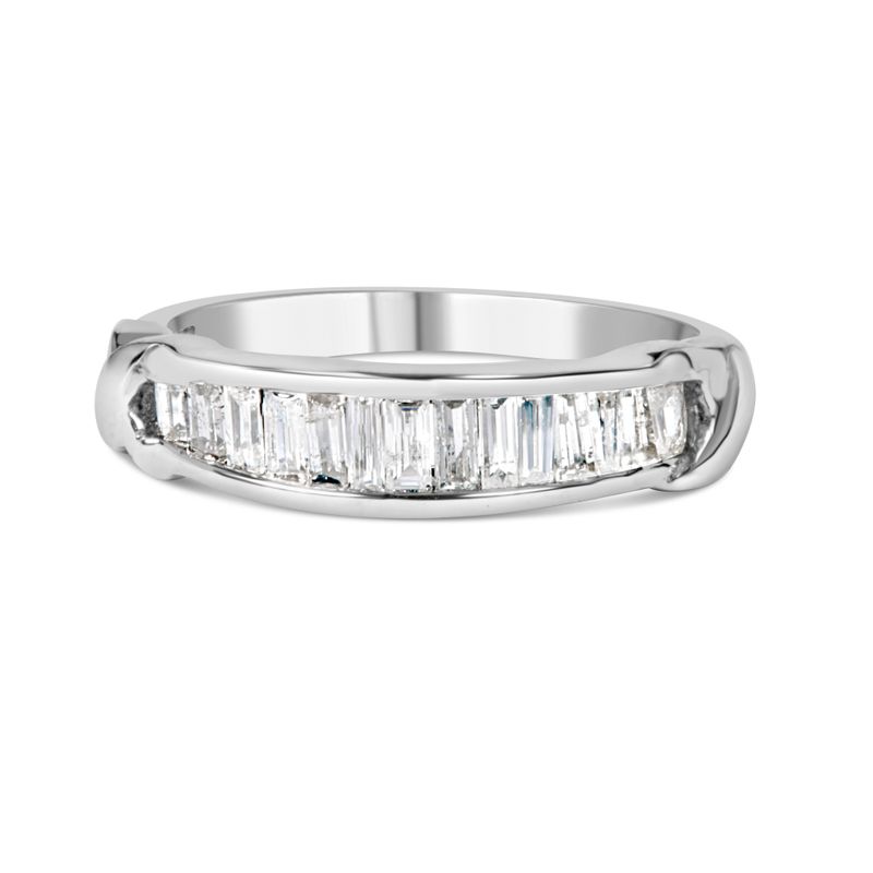 .925 Sterling Silver 1/2 Cttw Baguette Cut Diamond Channel Set X-Station Wedding Ring (H-I Color, I1-I2 Clarity) - Size 7-1/2