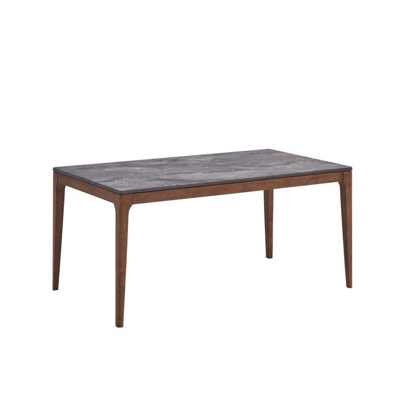 ACME Bevis Dining Table, Stone & Walnut Finish