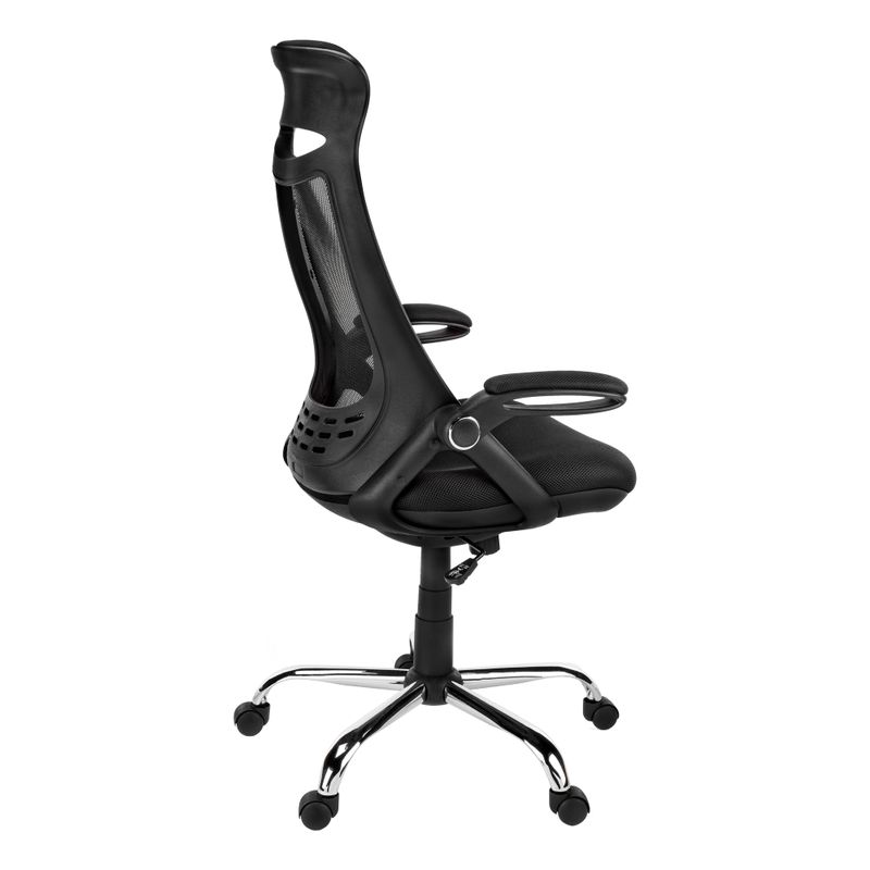 Office Chair/ Adjustable Height/ Swivel/ Ergonomic/ Armrests/ Computer Desk/ Work/ Metal/ Mesh/ Black/ Chrome/ Contemporary/ Modern