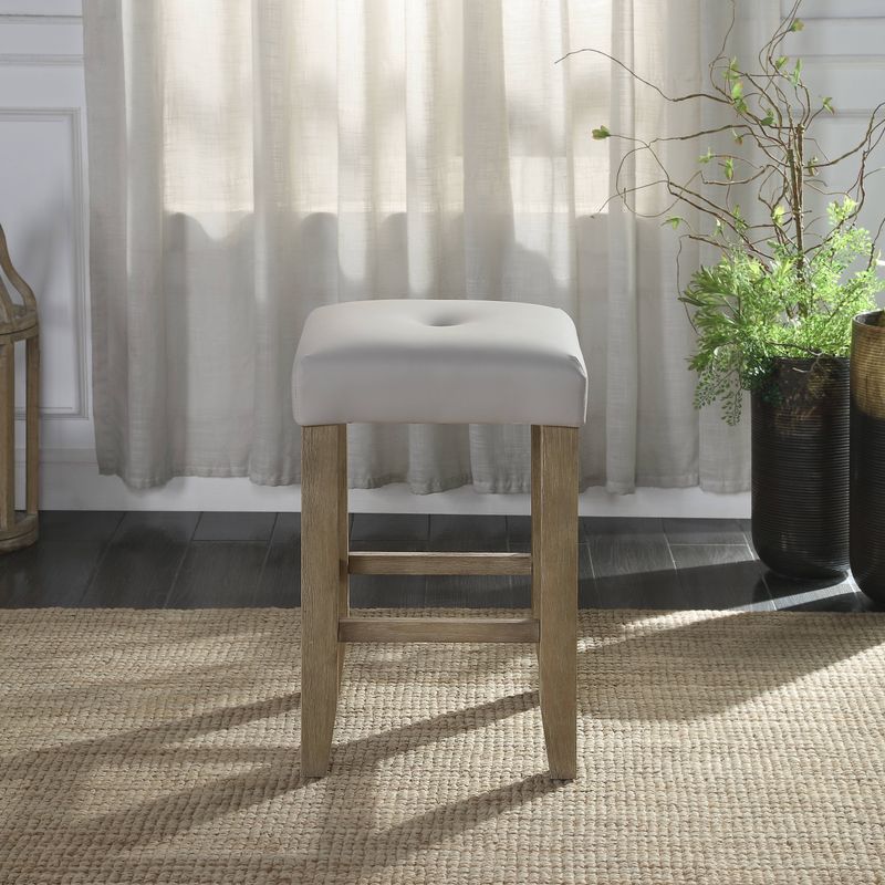 ACME Charnell Counter Height Stool (Set-2), Gary Synthetic Leather & Oak Finish