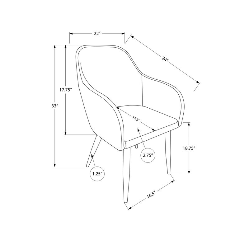 Dining Chair - 2Pcs / 33"H / Black Leather-Look / Chrome