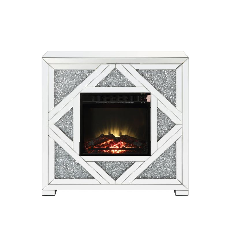 ACME Noralie Fireplace, Mirrored & Faux Diamonds