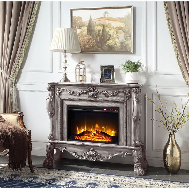 ACME Dresden Fireplace, Vintage Bone White Finish