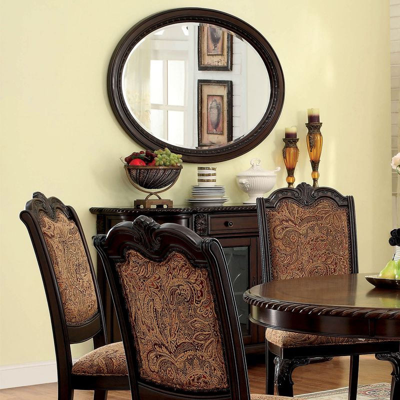 Traditional Wood Frame Oval Mirror in Brown Cherry